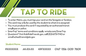 Back of Kids Ride Free Card