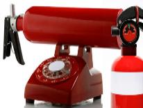Red phone and fire extinguisher